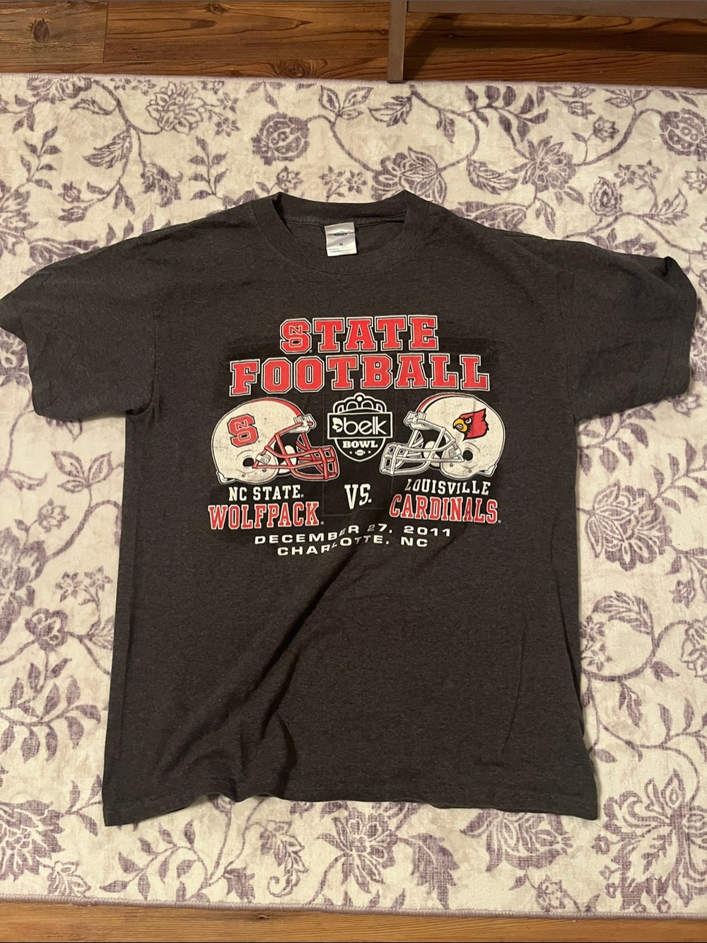 NC State vs Louisville Cardinals State Football T-Shirt - Dark Gray 2011